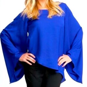“BEBE” Brielle Bell Sleeve Asymmetrical Blouse